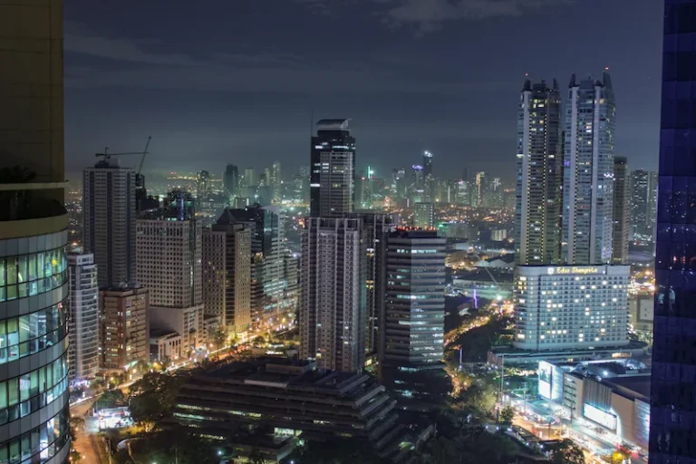 Manila skyline at night viewed from Ortigas Center, Philippines