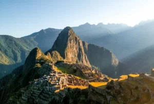 Machu Picchu ruins at sunrise in Peru