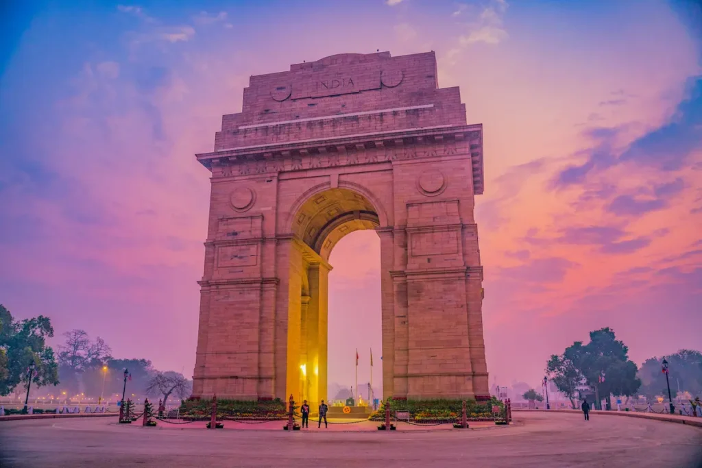 India Gate monument at dawn, New Delhi, India