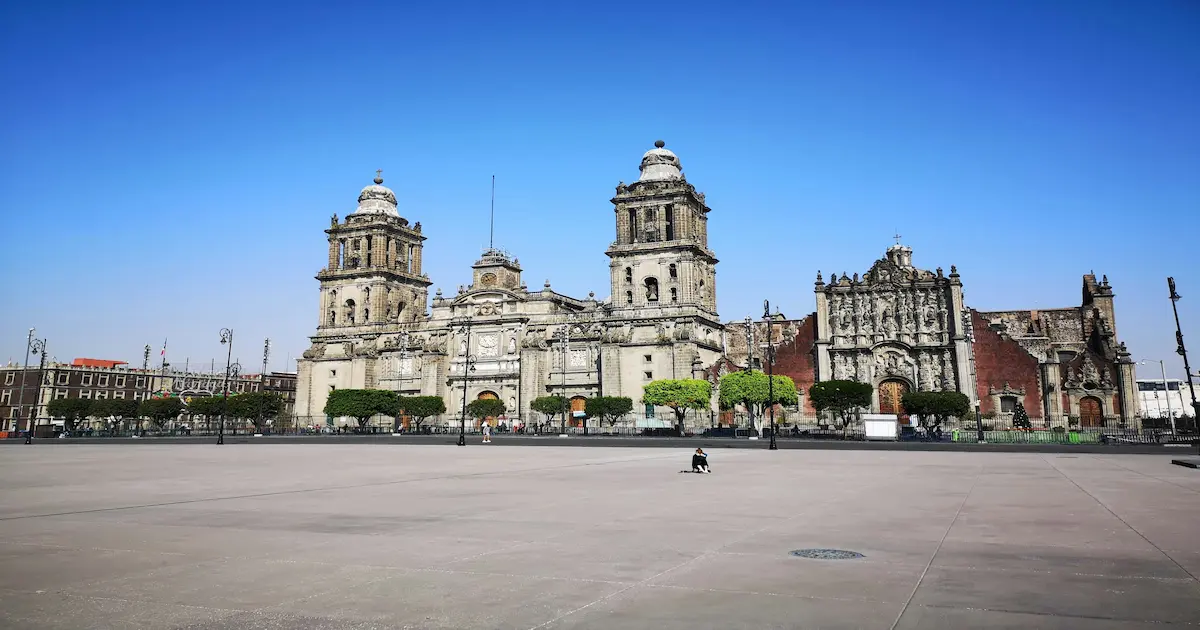 Metropolitan Cathedral and the Zócalo plaza in Mexico City