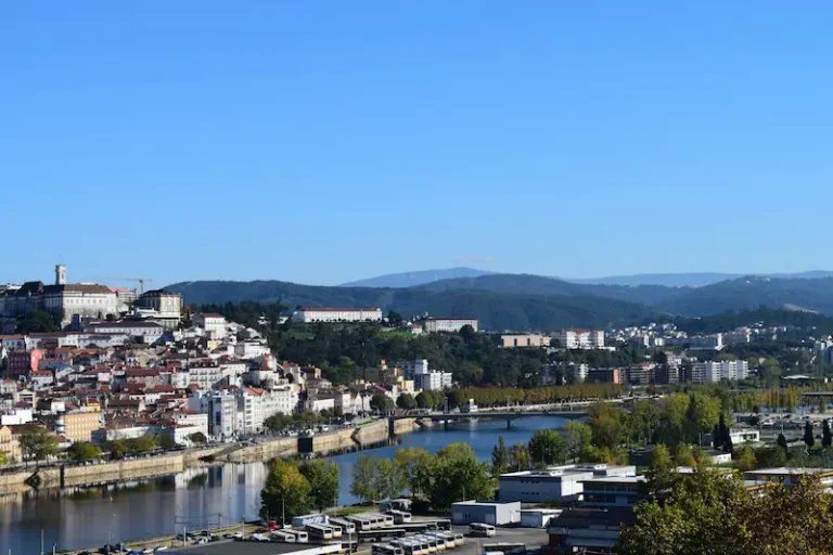 Coimbra's university buildings above the river, Portugal