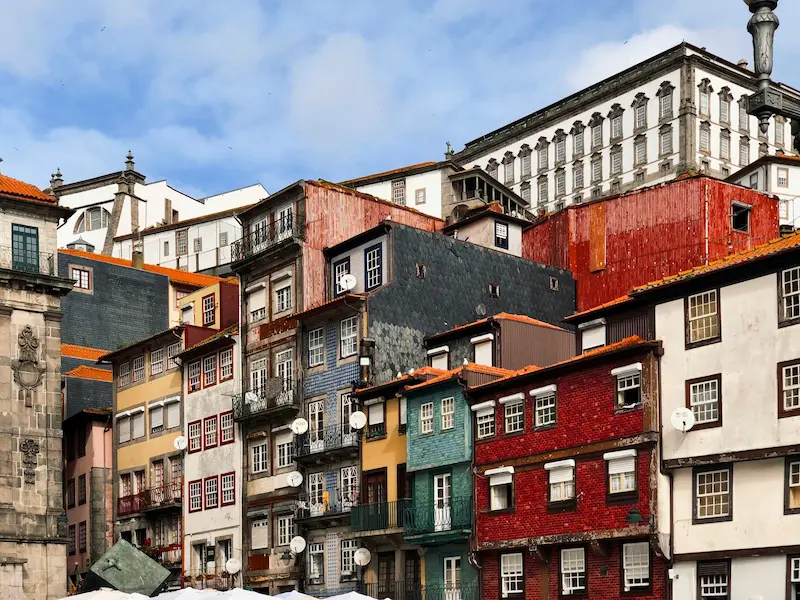 Colorful riverside houses in Porto's Ribeira district, Portugal