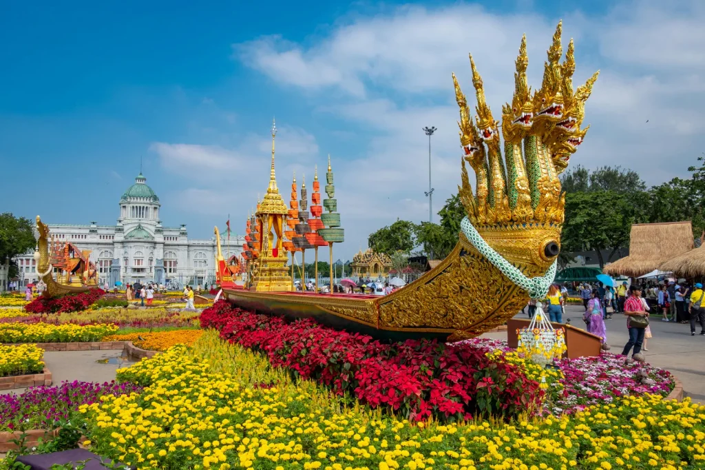 Crowds celebrating the Songkran water festival in Thailand