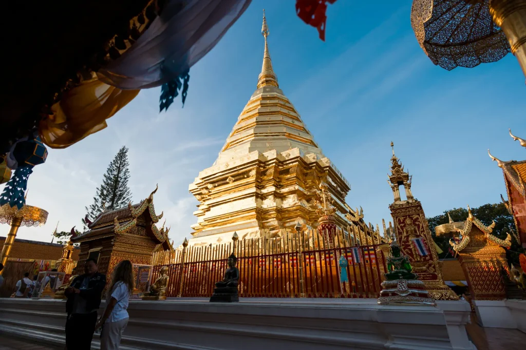 Doi Suthep temple overlooking the mountains near Chiang Mai