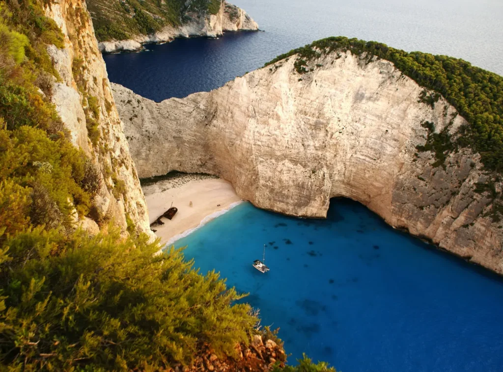 Navagio Shipwreck Beach on Zakynthos island in the Ionian Sea