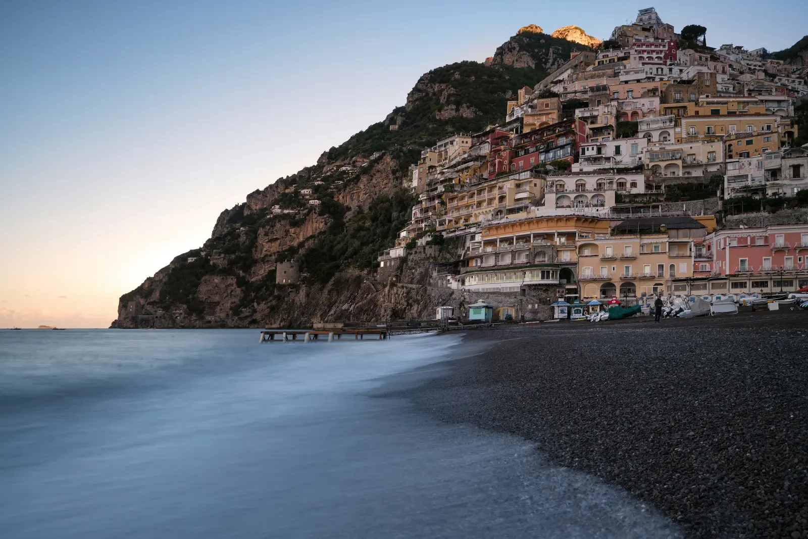 Positano and the Amalfi Coast at sunset, Italy